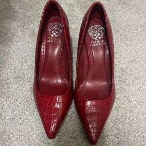 Vince Camuto Red Snakeskin Heels